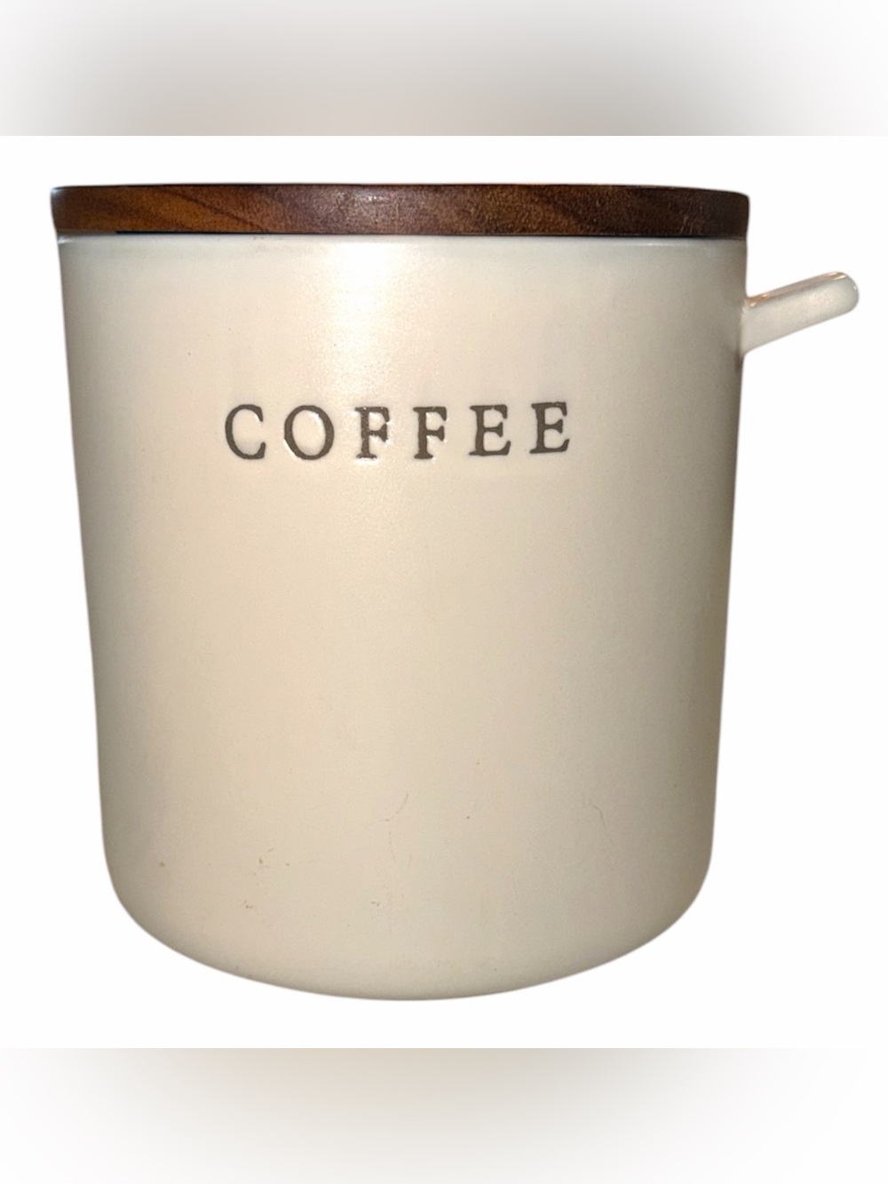 Hearth & Hand Stoneware Ceramic Coffee Canister with Wooden Lid - Cream
